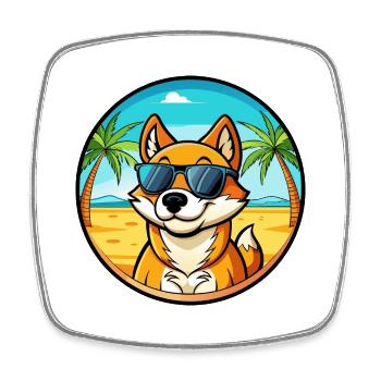Lunettes de soleil de dessin animé de race de chien chantant de Nouvelle-Guinée - Magnet carré - blanc - Devant