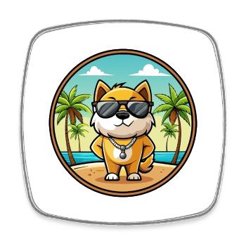 Milieu Asiatique Ovtcharka Chien Race Dessin Animé Plage - Magnet carré - blanc - Devant