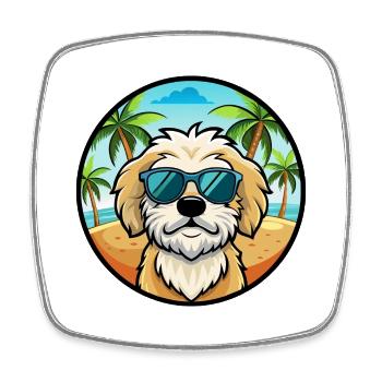 Maltipoo Hunderasse Cartoon Sonnenbrille Strand - Viereckiger Kühlschrankmagnet - Weiß - Vorne