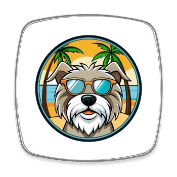 Lowchen Dog Breed Cartoon Sunglasses Beach - Square fridge magnet - white - Front