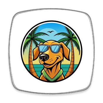 Litauischer Windhund Rasse Cartoon Sonnenbrille Strand - Viereckiger Kühlschrankmagnet - Weiß - Vorne