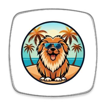 Leonberger Chien Race Dessin Animé Lunettes de Soleil Plage - Magnet carré - blanc - Devant