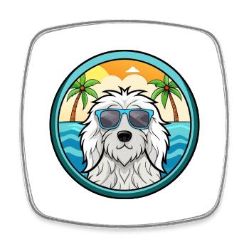 Komondor Hunderasse Cartoon Sonnenbrille Strand - Viereckiger Kühlschrankmagnet - Weiß - Vorne