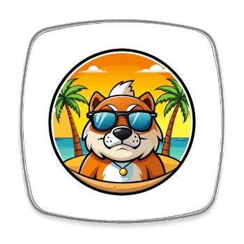 Moskau Watchdog Rasse Cartoon Sonnenbrille Strand - Viereckiger Kühlschrankmagnet - Weiß - Vorne