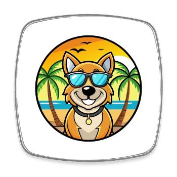 Laufhund Hunderasse Cartoon Sonnenbrille Strand - Viereckiger Kühlschrankmagnet - Weiß - Vorne