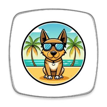 Lancashire Heeler Hunderasse Cartoon Sonnenbrille Strand - Viereckiger Kühlschrankmagnet - Weiß - Vorne