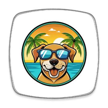 Labradinger Dog Breed Cartoon Sunglasses Beach - Square fridge magnet - white - Front