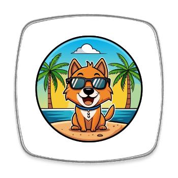 Kyi Leo Hunderasse Cartoon Sonnenbrille Strand - Viereckiger Kühlschrankmagnet - Weiß - Vorne