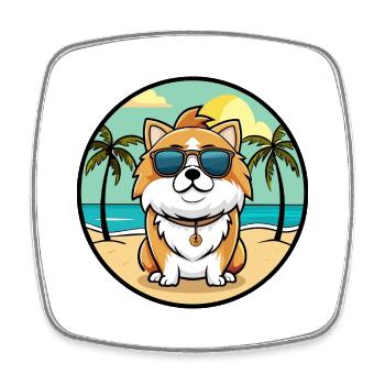 Japonais Chin Chien Race Dessin Animé Lunettes De Soleil Plage - Magnet carré - blanc - Devant
