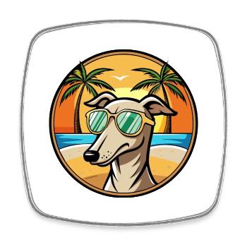 Windhund Hund Rasse Cartoon Sonnenbrille Strand - Viereckiger Kühlschrankmagnet - Weiß - Vorne