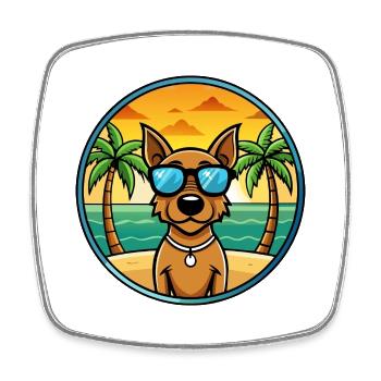 Jagdterrier Hunderasse Cartoon Sonnenbrille Strand - Viereckiger Kühlschrankmagnet - Weiß - Vorne