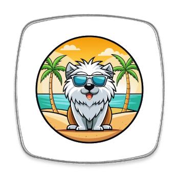 Himalaya Schäferhund Rasse Cartoon Sonnenbrille Strand - Viereckiger Kühlschrankmagnet - Weiß - Vorne