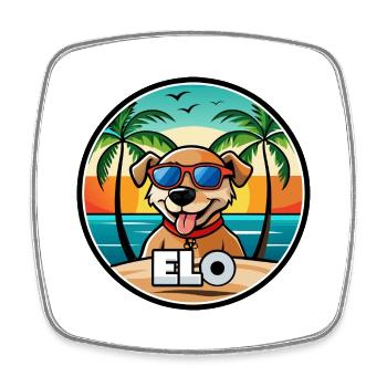Dog Breed Cartoon Sunglasses Beach - Square fridge magnet - white - Front