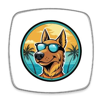 Deutscher Windhund Rasse Cartoon Sonnenbrille Strand - Viereckiger Kühlschrankmagnet - Weiß - Vorne