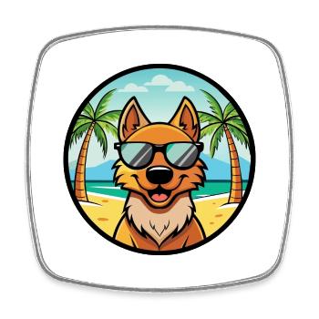 Friesischer Vorstehhund Rasse Cartoon Sonnenbrille Strand - Viereckiger Kühlschrankmagnet - Weiß - Vorne