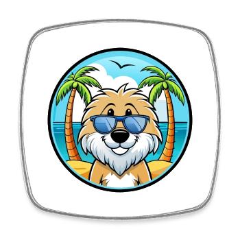 Friesische Wasserhundrasse Cartoon Sonnenbrille Strand - Viereckiger Kühlschrankmagnet - Weiß - Vorne