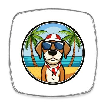 Französische Tricolor Hound Rasse Cartoon Sonnenbrille - Viereckiger Kühlschrankmagnet - Weiß - Vorne