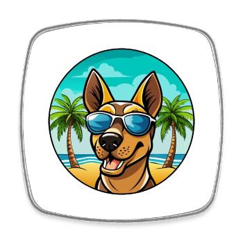Finnischer Jagdhund Rasse Cartoon Sonnenbrille Strand - Viereckiger Kühlschrankmagnet - Weiß - Vorne