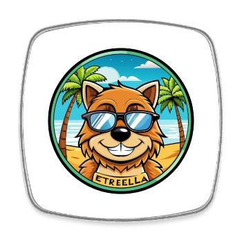 Estrela Mountain Dog Breed Cartoon Sunglass Beach - Magnet carré - blanc - Devant