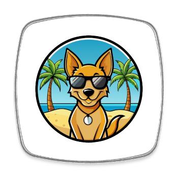 Dingo Hund Rasse Cartoon Sonnenbrille Strand - Viereckiger Kühlschrankmagnet - Weiß - Vorne