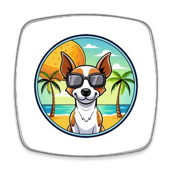 Decker Rat Terrier Hunderasse Cartoon Sonnenbrille - Viereckiger Kühlschrankmagnet - Weiß - Vorne