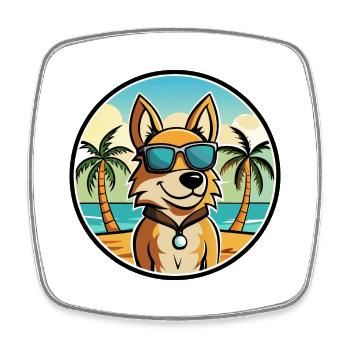 Cesky Fousek Hunderasse Cartoon Sonnenbrille Strand - Viereckiger Kühlschrankmagnet - Weiß - Vorne