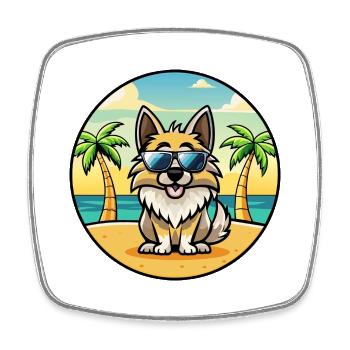 Kroatische Schäferhundrasse Cartoon Sonnenbrille Strand - Viereckiger Kühlschrankmagnet - Weiß - Vorne