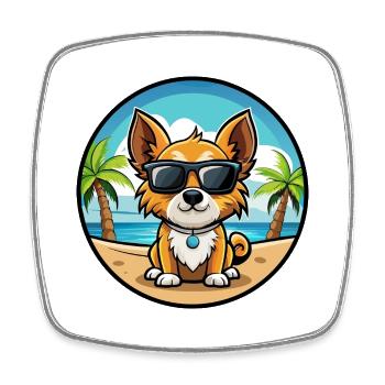 Continental Spielzeug Spaniel Hunderasse Cartoon Strand - Viereckiger Kühlschrankmagnet - Weiß - Vorne