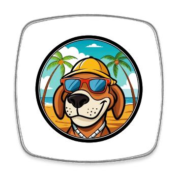 Bruno Jura Hound Hunderasse Cartoon Sonnenbrille Strand - Viereckiger Kühlschrankmagnet - Weiß - Vorne