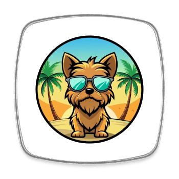 Brüsseler Griffon Hunderasse Cartoon Sonnenbrille Strand - Viereckiger Kühlschrankmagnet - Weiß - Vorne