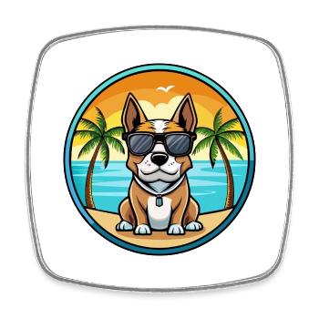 Braque Auvergne Hunderasse Cartoon Sonnenbrille Strand - Viereckiger Kühlschrankmagnet - Weiß - Vorne