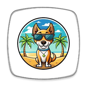 Brasilianischer Terrier Hunderasse Cartoon Sonnenbrille Strand - Viereckiger Kühlschrankmagnet - Weiß - Vorne