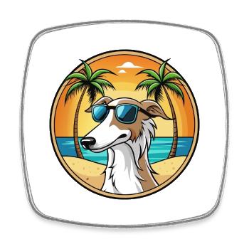 Barsoi Hund Rasse Cartoon Sonnenbrille Strand - Viereckiger Kühlschrankmagnet - Weiß - Vorne