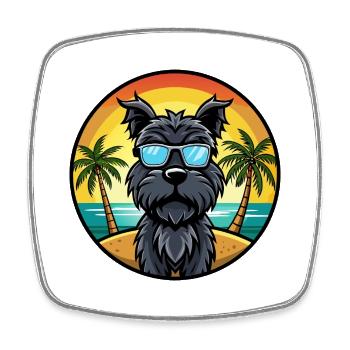 Schwarze russische Terrier Hunderasse Cartoon Sonnenbrille - Viereckiger Kühlschrankmagnet - Weiß - Vorne