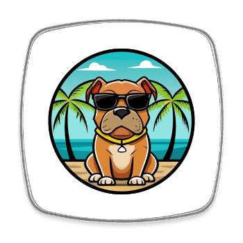 Boerboel Chien Race Dessin Animé Lunettes De Soleil Plage - Magnet carré - blanc - Devant