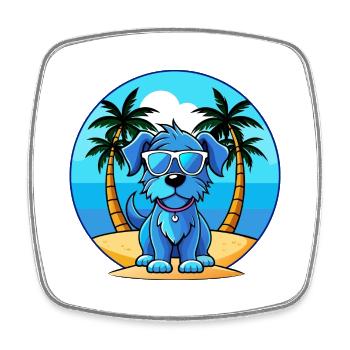 Blue Picardy Spaniel Dog Breed Cartoon Sunglasses - Square fridge magnet - white - Front