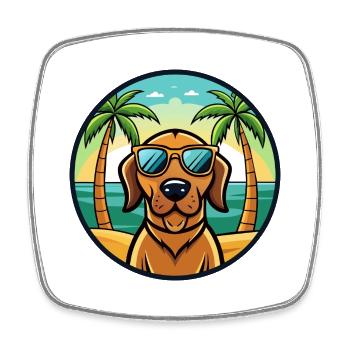 Bloodhound Hund Rasse Cartoon Sonnenbrille Strand - Viereckiger Kühlschrankmagnet - Weiß - Vorne