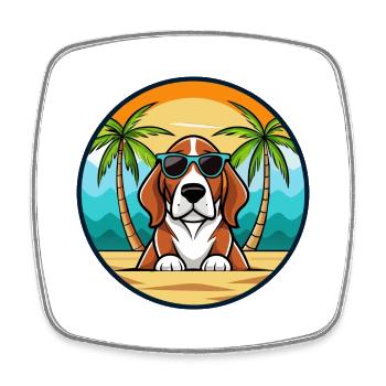 Basset Artesien Normand Hunderasse Cartoon Beach - Viereckiger Kühlschrankmagnet - Weiß - Vorne