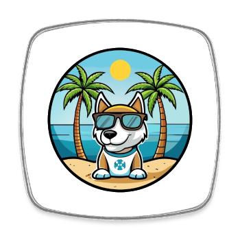 Argentino Chien Race Dessin Animé Lunettes De Soleil Plage - Magnet carré - blanc - Devant