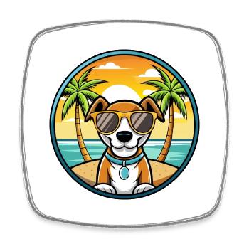 Ariege Pointer Hund Rasse Cartoon Sonnenbrille Strand - Viereckiger Kühlschrankmagnet - Weiß - Vorne