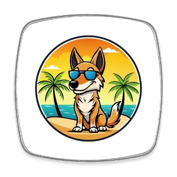 Australischer Kelpie Hund Rasse Cartoon Sonnenbrille Strand - Viereckiger Kühlschrankmagnet - Weiß - Vorne