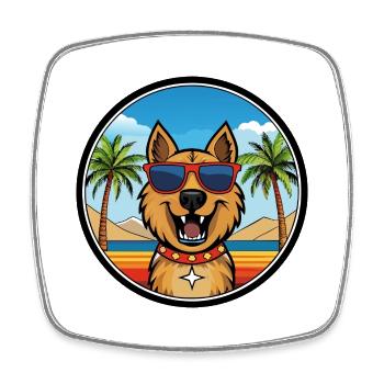 Armenischer Gampr Hund Rasse Cartoon Sonnenbrille Strand - Viereckiger Kühlschrankmagnet - Weiß - Vorne