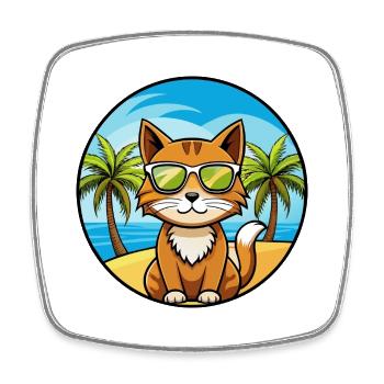 Havanna Braun Katze Rasse Cartoon Sonnenbrille Strand - Viereckiger Kühlschrankmagnet - Weiß - Vorne