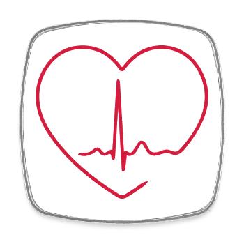 Herzschlag-EKG-Linie Medizinischer Pulswellen-Ikon-Vektor - Viereckiger Kühlschrankmagnet - Weiß - Vorne