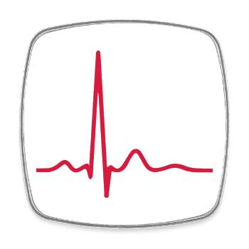 Herzschlag-EKG-Linie Medizinischer Pulswellen-Ikon-Vektor - Viereckiger Kühlschrankmagnet - Weiß - Vorne