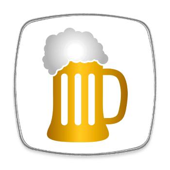 Golden Beer Krug Silhouette - Viereckiger Kühlschrankmagnet - Weiß - Vorne