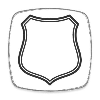 Leeres Schildlinien-Symbol Abzeichen Wappen Umrisssymbol - Viereckiger Kühlschrankmagnet - Weiß - Vorne