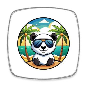 Panda Lustige Cartoon Sommer Strand Sonnenbrille Cool - Viereckiger Kühlschrankmagnet - Weiß - Vorne