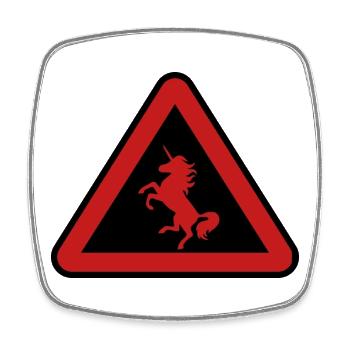 Achtung Einhorn, Gefahr - Viereckiger Kühlschrankmagnet - Weiß - Vorne