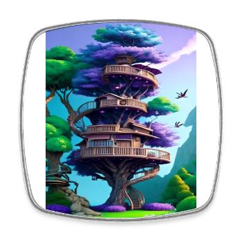 Treehouse Purple - Viereckiger Kühlschrankmagnet - Weiß - Vorne